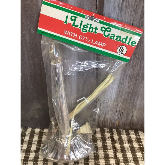 Vintage Single Light Candolier Candelabra Electric Drip Candle Silver Plastic X2 - Picture 2 of 16